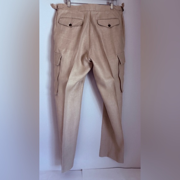 NWOT Banana Republic Men’s Slim Fit 💯 linen Light Brown Cargo Pants - Picture 2 of 5